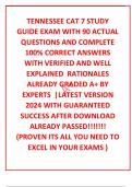 TENNESSEE CAT 7 STUDY GUIDE EXAM WITH 90 ACTUAL QUESTIONS AND COMPLETE 100% CORRECT ANSWERS WITH VERIFIED AND WELL EXPLAINED  RATIONALES ALREADY GRADED A+ BY EXPERTS  |LATEST VERSION 2024 WITH GUARANTEED SUCCESS AFTER DOWNLOAD  ALREADY PASSED!!!!!!! (PROV