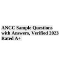 ANCC Sample - Questions with Answers, Verified 2023 (Score A+)