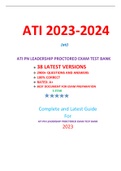 ATI PN LEADERSHIP PROCTORED EXAM TEST BANK / PN ATI LEADERSHIP PROCTORED EXAM TEST BANK / PN LEADERSHIP ATI PROCTORED EXAM TEST BANK:LATEST 2023