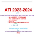  ATI PN LEADERSHIP MANAGEMENT PROCTORED EXAM TEST BANK / PN LEADERSHIP MANAGEMENT ATI PROCTORED EXAM TEST BANK / PN ATI LEADERSHIP MANAGEMENT PROCTORED EXAM TEST BANK:LATEST 2023