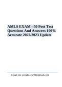 AMLS EXAM - 50 Post Test  Questions And Answers 100%  Accurate 2022/2023 Update