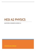 HESI A2 PHYSICS EXAM - QUESTIONS & ANSWERS (SCORED A+) LATEST UPDATE