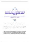 GEORGIA DDA 6-HOUR DEFENSIVE DRIVER & DRIVER IMPROVEMENT EXAM |VERIFIED |ACCURATE ANSWERS