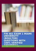 FIN 461 EXAM 1 MIAMI UNIVERSITY (BOULTON) QUESTIONS WITH 100% VERIFIED ANSWERS!!