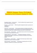 PMBOK Glossary Terms (7th Edition) Questions And Answers Graded A+ 2024.