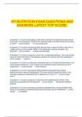  ATI NUTRITION EXAM QUESTIONS AND ANSWERS LATEST TOP SCORE.