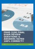 FRHD 3190 FINAL EXAM REVIEW QUESTIONS & ANSWERS RATED 100% CORRECT!!