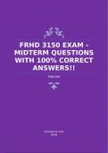 FRHD 3150 EXAM - MIDTERM QUESTIONS WITH 100% CORRECT ANSWERS!!