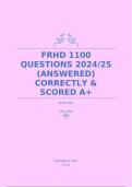 FRHD 1100 QUESTIONS 2024/25 (ANSWERED) CORRECTLY & SCORED A+