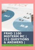 FRHD 1100 MIDTERM MC | 211 QUESTIONS & ANSWERS | GRADED A+