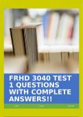 FRHD 3040 TEST 1 QUESTIONS WITH COMPLETE ANSWERS!!