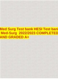 Med Surg Test bank HESI Test bank Med-Surg 2022/2023 COMPLETED AND GRADED A+