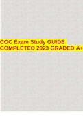 COC 2020  Exam Study GUIDE COMPLETED 2023 GRADED A+