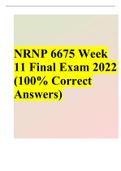 NRNP 6675 Week 11 Final Exam 2022 (100% Correct Answers)