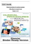 Clinical Procedures for Medical Assistants 10th Edition  Test Bank by Bonewit-West All chapters ISBN:9780323758598