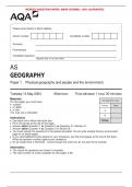 AQA JUNE 2024 AS GEOGRAPHY 7036/1 Paper 1 Physical geography and people and the environment