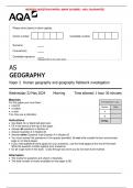 AQA JUNE 2024 AS GEOGRAPHY Paper 2 Human geography and geography fieldwork investigation