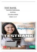 Test bank for essentials of understanding psychology 13th edition by Feldman All chapters 