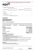 AQA JUNE 2024 A-level GEOGRAPHY Paper 1 Physical geography MERGED QUESTION PAPER> MARK SCHEME>INSERT> 100% GUARANTEE