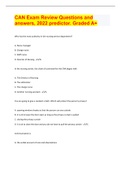 CNA Exam Review Questions and answers, 2022 predictor. Graded A+