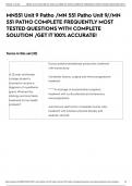 MN551 Unit 9 Patho /MN 551 Patho Unit 9//MN 551 PATHO COMPLETE FREQUENTLY MOST TESTED QUESTIONS WITH COMPLETE SOLUTION /GET IT 100% ACCURATE!