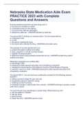 Nebraska State Medication Aide Exam PRACTICE Questions and Answers