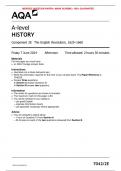 AQA JUNE 2024 A-level HISTORY 7042/2E Component 2E The English Revolution, 1625–1660