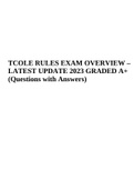 TCOLE RULES EXAM OVERVIEW, LATEST UPDATE 2023 Rated A+ (Questions with Answers)