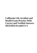 California Life Accident and Health Exam Practice With Correct and Verified Answers 2023