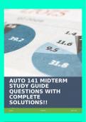 AUTO 141 MIDTERM STUDY GUIDE QUESTIONS WITH COMPLETE SOLUTIONS!!