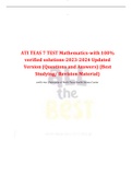 ATI TEAS 7 TEST Mathematics-with 100%  verified solutions-2023-2024 Updated  Version (Questions and Answers) (Best  Studying/ Revision Material)