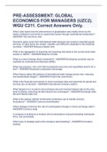 PRE-ASSESSMENT: GLOBAL ECONOMICS FOR MANAGERS (UZC2). WGU C211. Correct Answers Only.