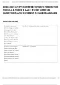 2020-2021 ATI PN COMPREHENSIVE PREDICTOR FORM A & FORM B EACH FORM WITH 180 QUESTIONS AND CORRECT ANSWERS|AGRADE