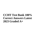 CCHT Test Bank | Verified Questions with Answers Latest 2023 Rated A+