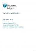 Pearson Edexcel GCE Music Technology (9MT0) Paper 03: Listening and Analysing mark scheme june 2024 9mto/03