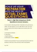 Exam 1: High Risk Antepartum NCLEX Questions & Correct Answers.  