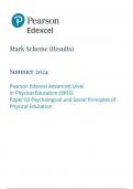  Pearson Edexcel Advanced Level In Physical Education (9PE0) Paper 02 Psychological and Social Principles of Physical Education mark scheme june 2024 9peo/02