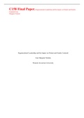 C158 Final Paper. Organizational Leadership and the Impact on Patient and Family Centered Care Margaret Nichols