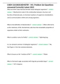 CHEM 210 BIOCHEMISTRY - M1: Problem Set Questions answered Correctly) Latest 2023 