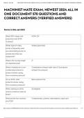 MACHINIST MATE EXAM, NEWEST 2024 ALL IN ONE DOCUMENT 570 QUESTIONS AND CORRECT ANSWERS (VERIFIED ANSWERS) 