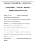 Abeka Biology Final Exam Questions and Answers 100% Solved