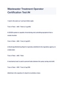 Wastewater Treatment Operator Certification Test #1  -Test #4    ALL BUNLED HERE !!! ACTUAL EXAMS ANSWERS & ANSWERS 2023 ( A+ GRADED 100% VERIFIED)