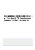 2023 RN HESI EXIT EXAM – V 1 (Version 1) Test Bank | Questions and Answers | Verified and Rated A+