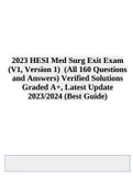 2023 HESI Med Surg Exit Exam (V1, Version 1) Test Bank | 160 Questions and Answers | Verified Solutions Graded A+ | Latest Update 2023 (Best Guide)