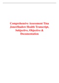 Comprehensive Assessment Tina Jones Shadow Health Transcript, Subjective, Objective & Documentation Latest Update 2022