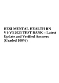  2023 HESI MENTAL HEALTH RN V1-V3 TEST BANK (Update and Verified Answers Graded A+)