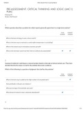 Critical Thinking and Logic (LMC1) (PLMC) Pre Assessment Test Questions and Answers (Verified Answers  (GRADED A) )