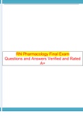 RN Pharmacology Final Exam  Questions and Answers Verified and Rated A+