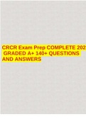 CRCR Exam Prep COMPLETE 2023GRADED A+ 140+ QUESTIONS AND ANSWERS