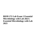 BIOD 171 Lab Exam 1 Essential Microbiology with Lab 2023 | Essential Microbiology with Lab 2023